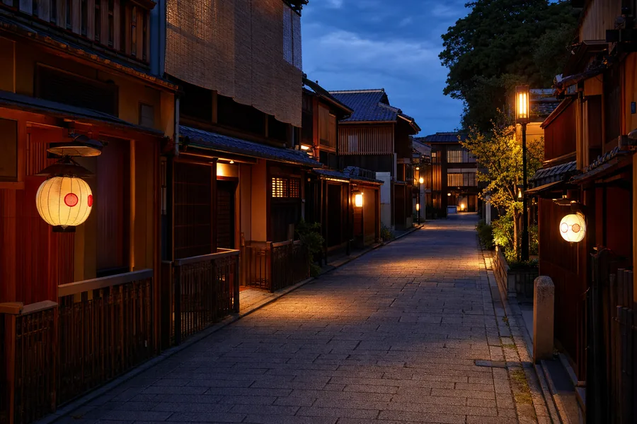 京都傳統町家街道夜景